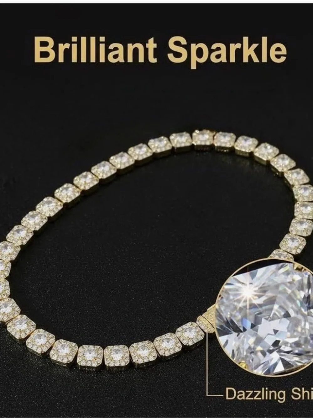 Gold-Tone Crystal Tennis Necklace - Women Jewelry